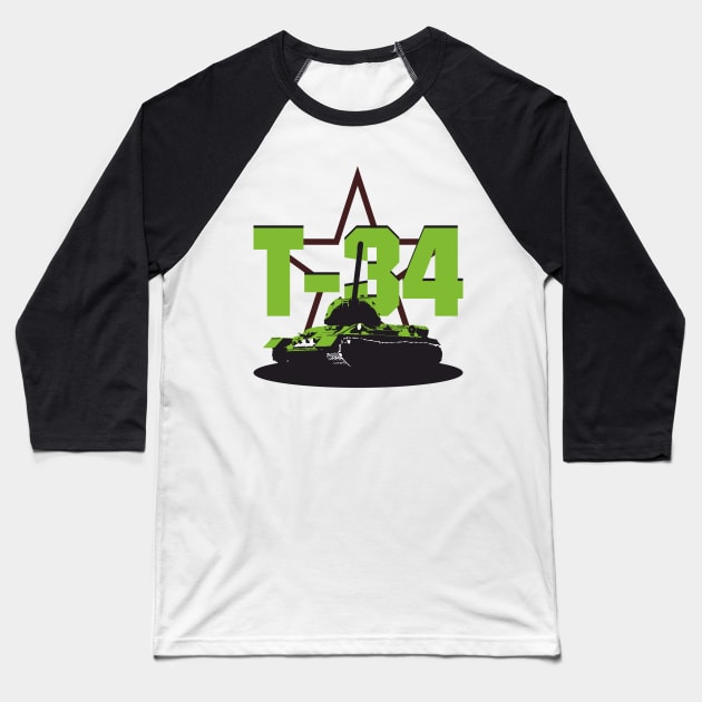 Soviet medium tank T-34-85 Baseball T-Shirt by FAawRay